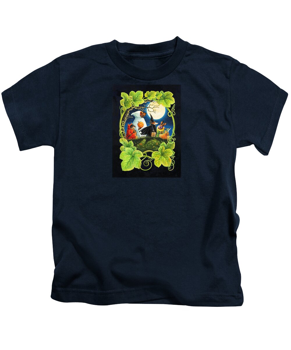 Halloween Kids T-Shirt featuring the painting Trick or Treat by Lynn Bywaters