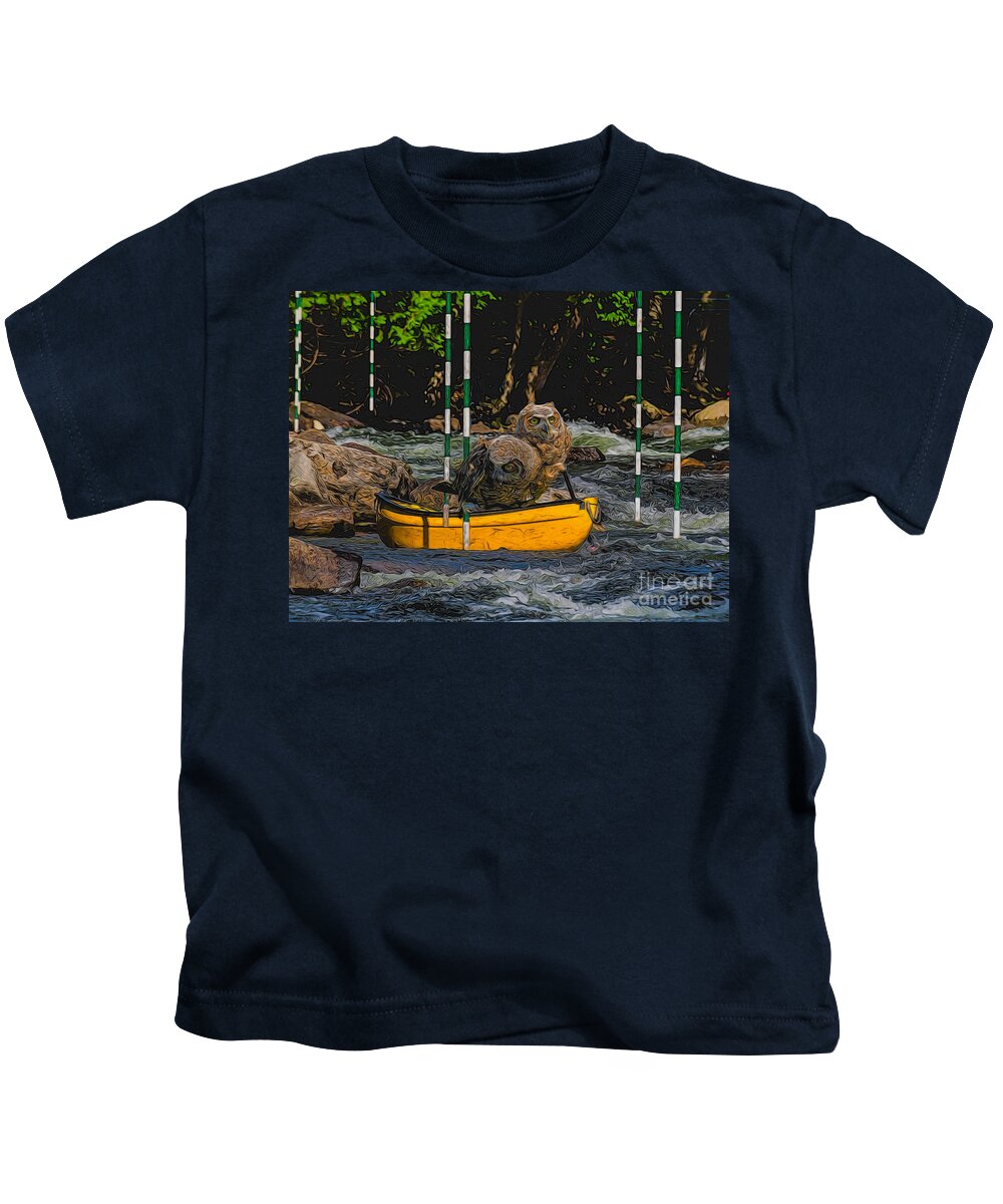 Outdoor Kids T-Shirt featuring the photograph Two chicks in a canoe by Les Palenik