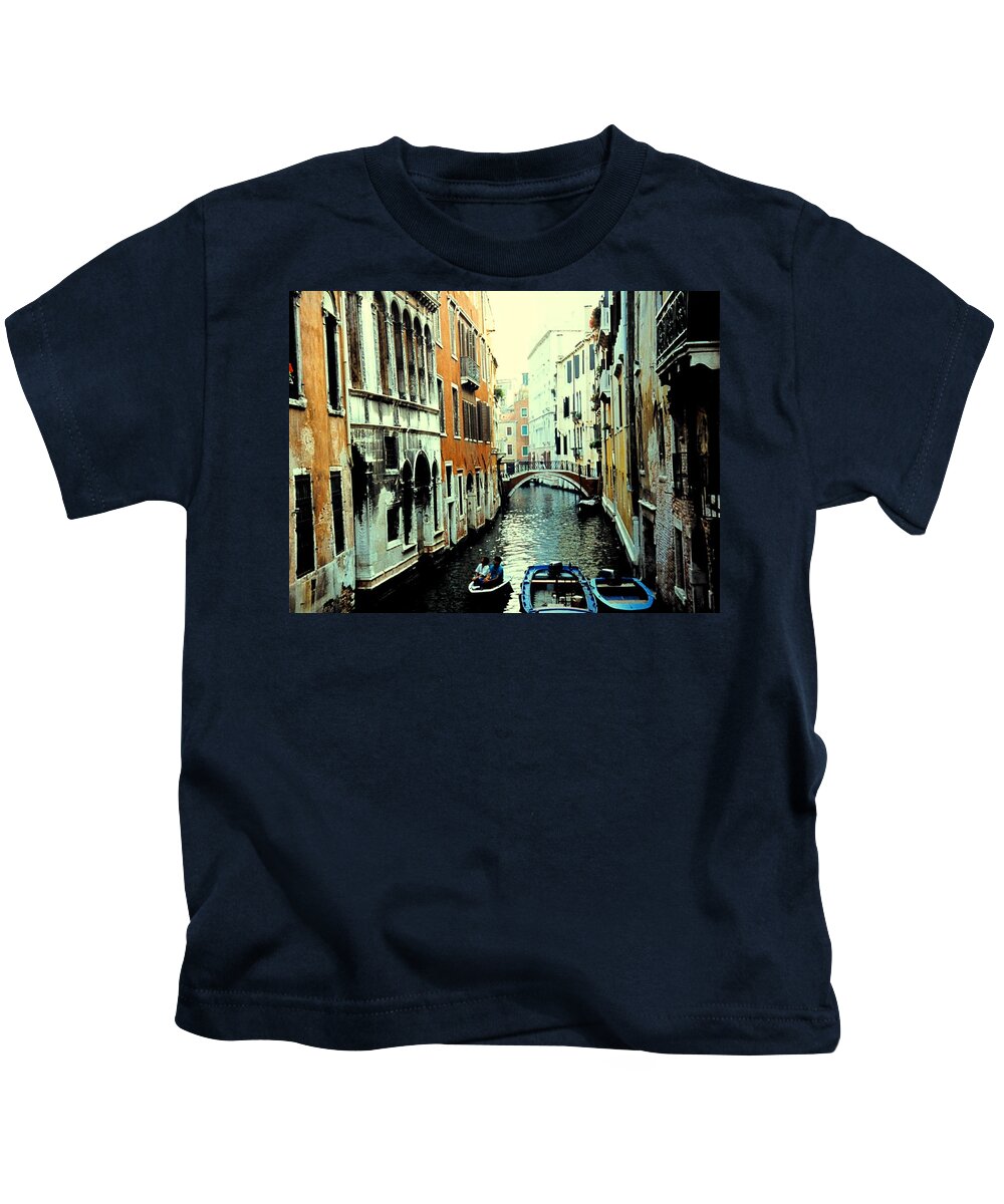 Venice Kids T-Shirt featuring the photograph Venice Street Scene by Ian MacDonald