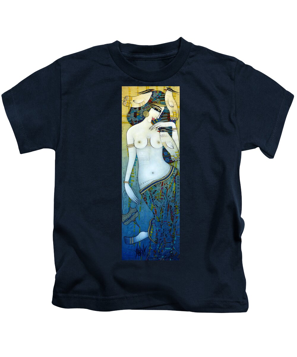 Venus Kids T-Shirt featuring the painting Venus With Doves by Albena Vatcheva