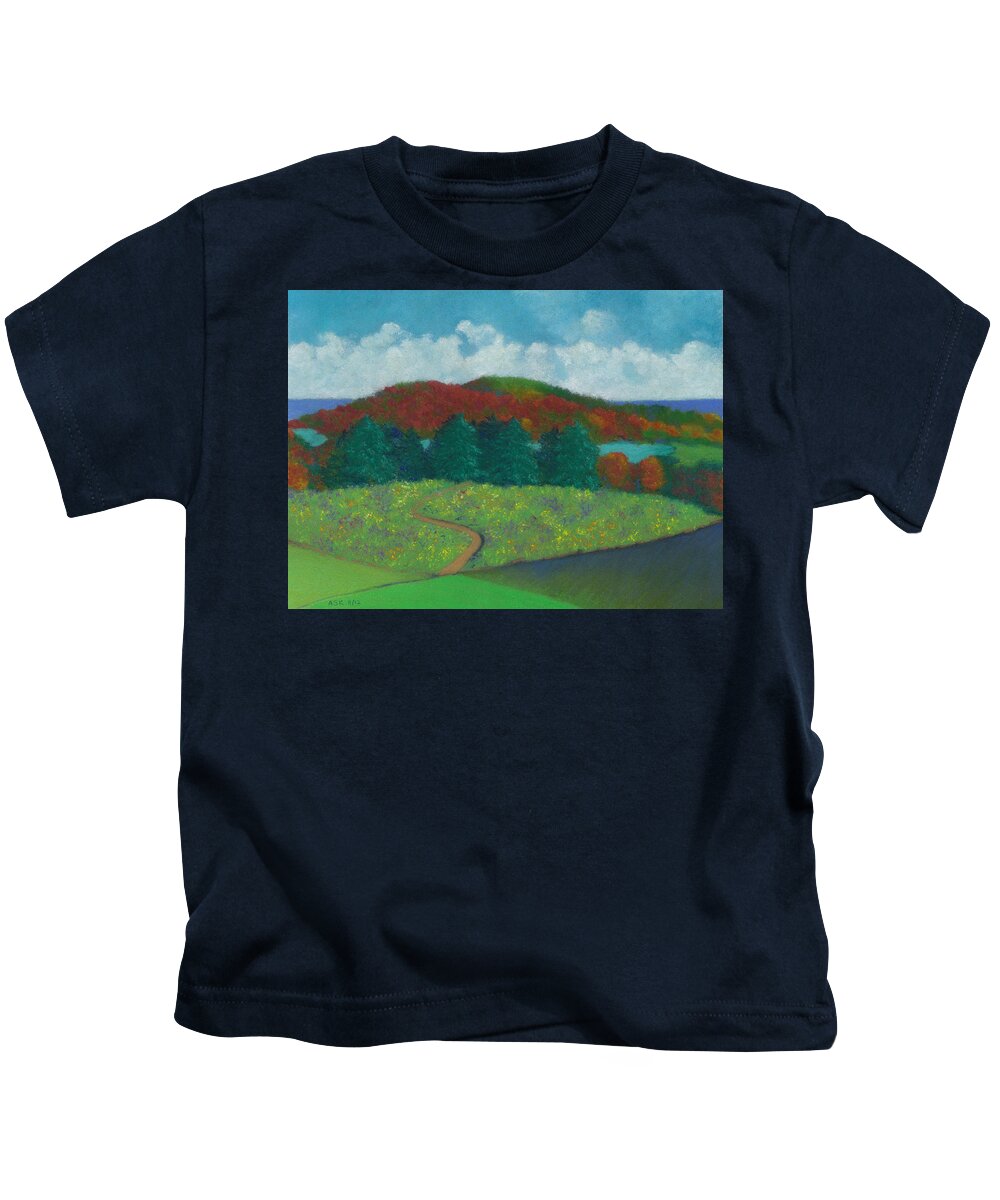 Labyrinth Kids T-Shirt featuring the pastel Walking Meditation by Anne Katzeff