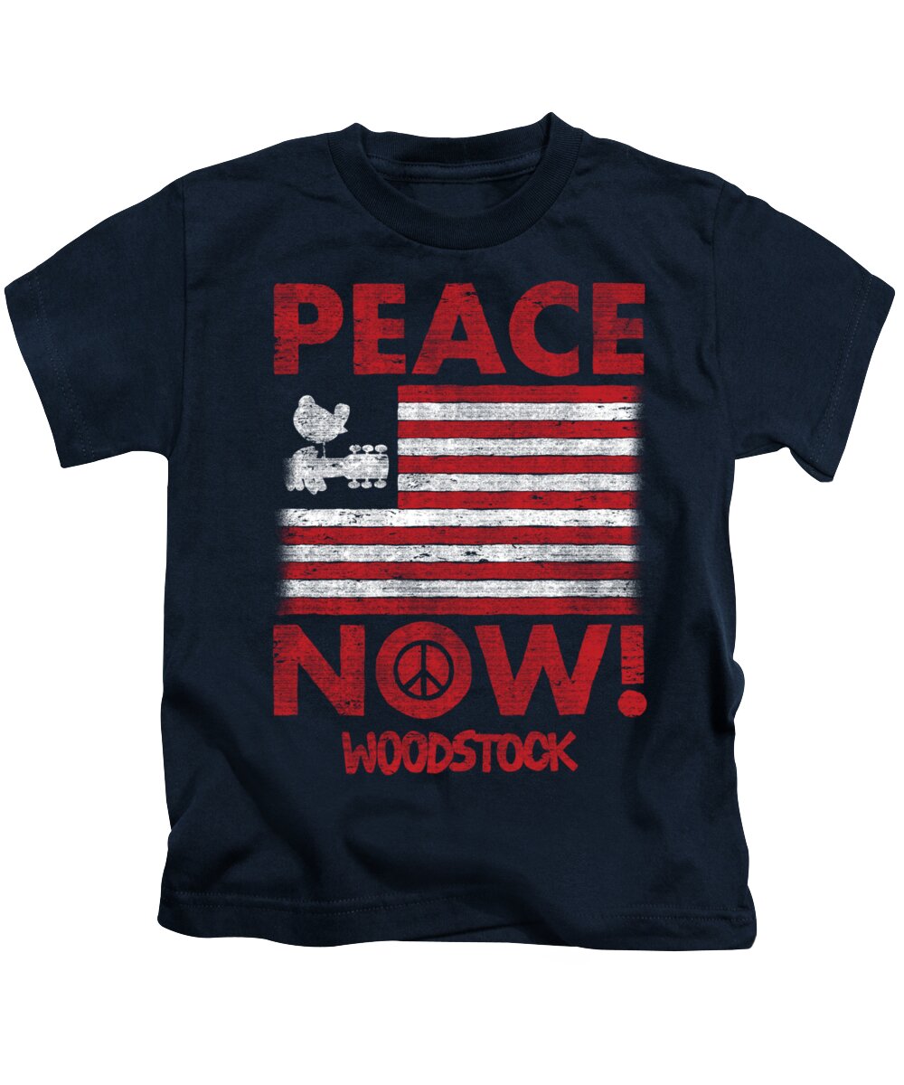  Kids T-Shirt featuring the digital art Woodstock - Peace Now by Brand A