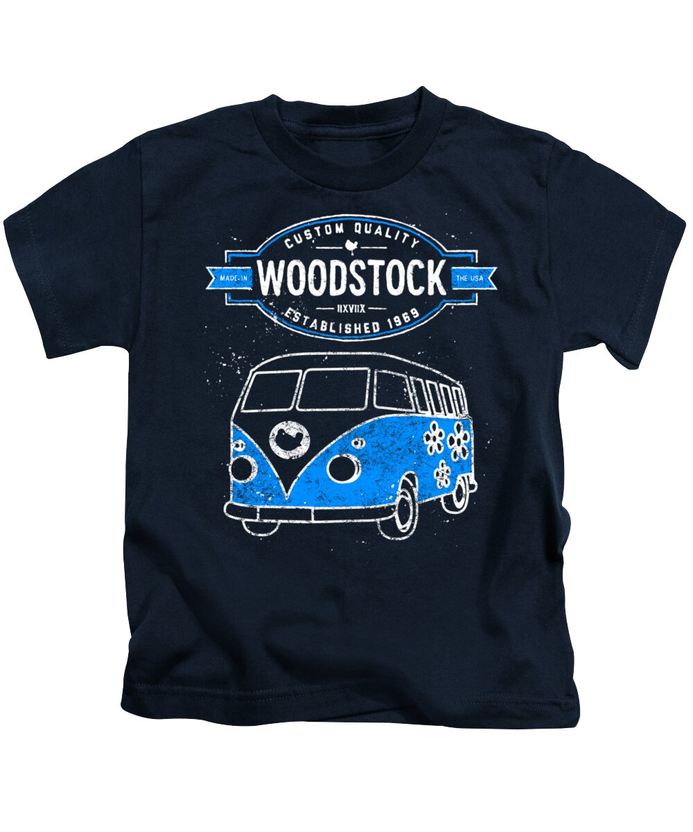  Kids T-Shirt featuring the digital art Woodstock - Van by Brand A