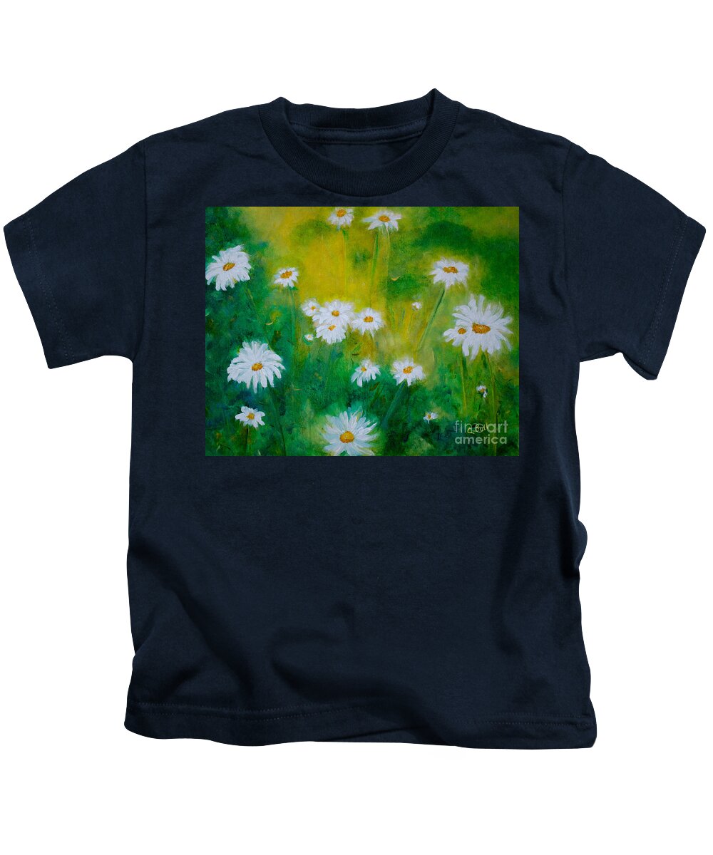 Daisies Kids T-Shirt featuring the painting Delightful Daisies by Claire Bull