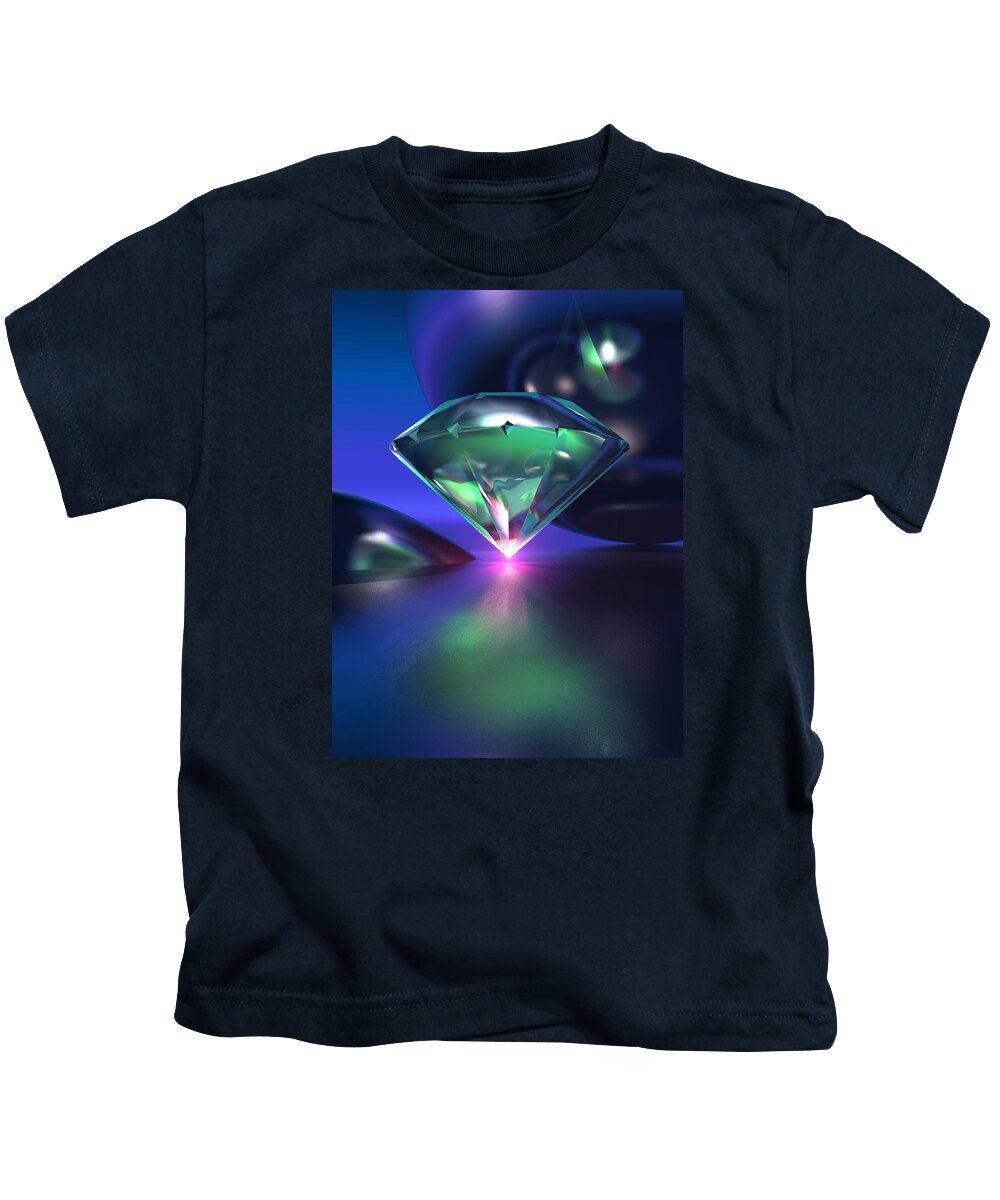 Diamond Kids T-Shirt featuring the digital art Diamond on Purple by Erik Tanghe