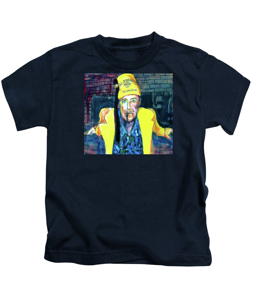 Portraits Kids T-Shirt featuring the painting Frankie Delboo by Les Leffingwell