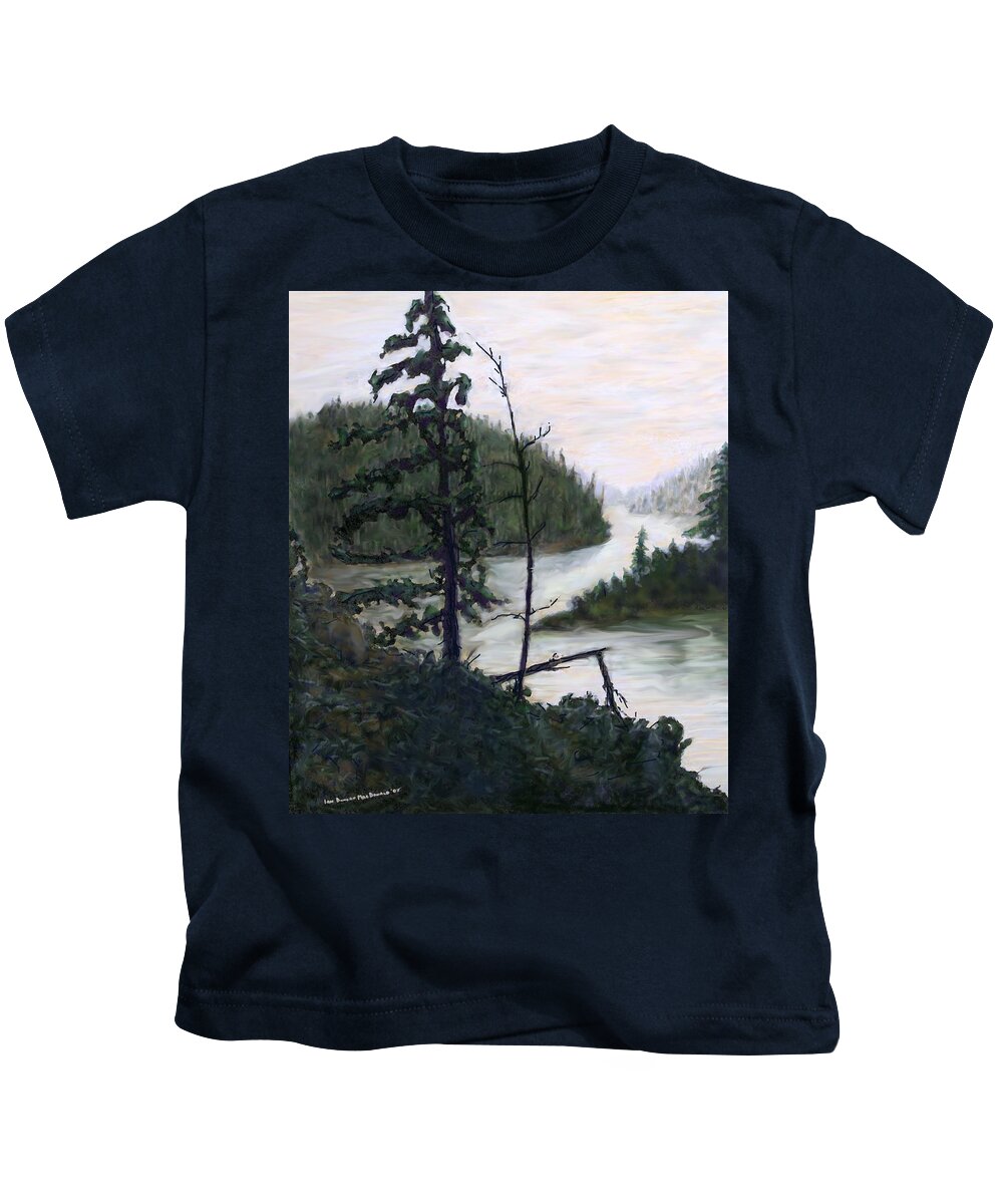 Sudbury Kids T-Shirt featuring the painting French River Country Northern Ontario by Ian MacDonald
