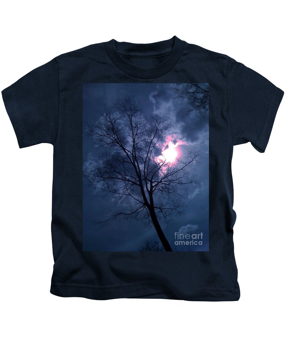 Blue Kids T-Shirt featuring the photograph From Behind the Cloud by Simply Summery