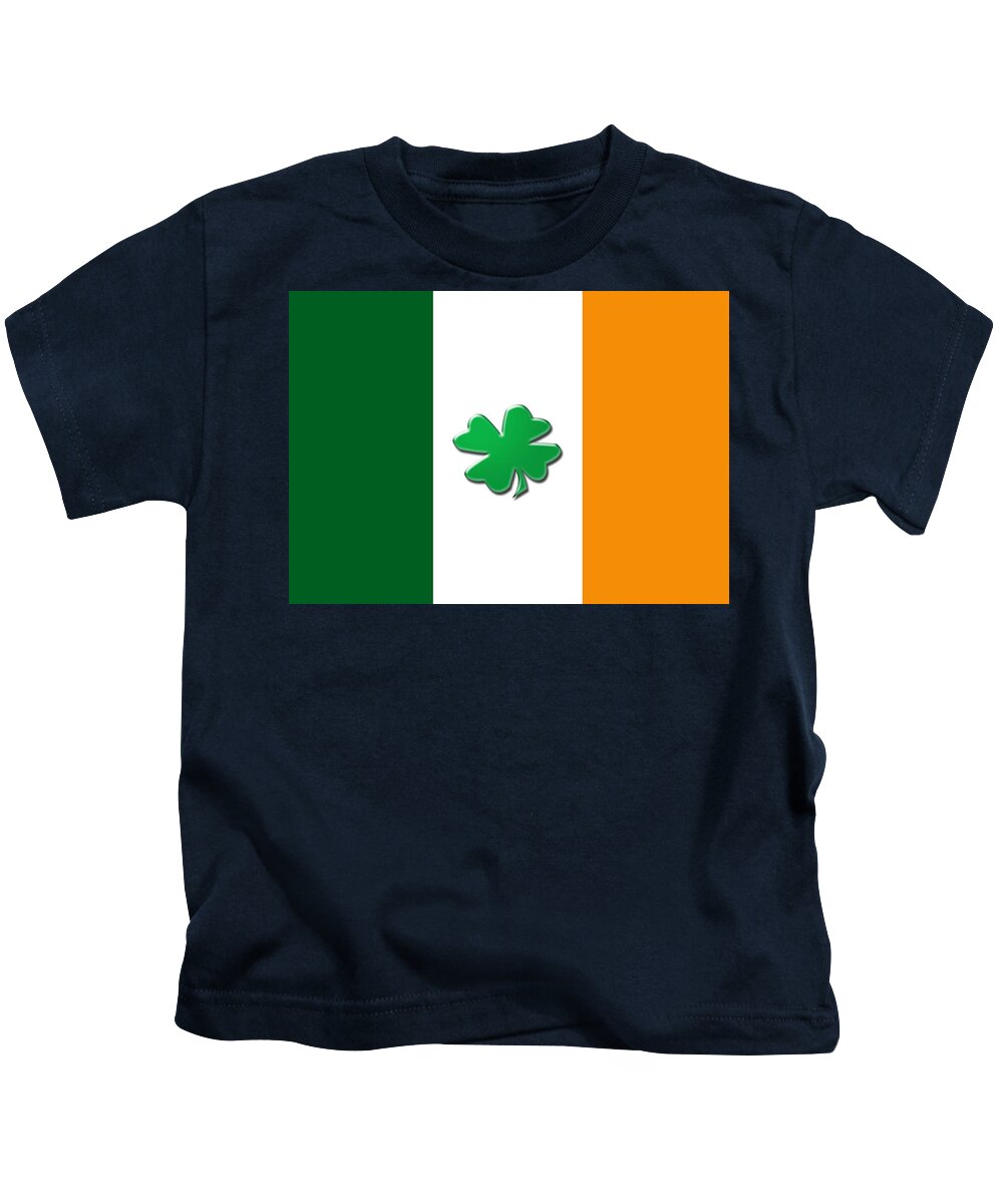 Flags Kids T-Shirt featuring the digital art Irish shamrock flag by Christopher Rowlands