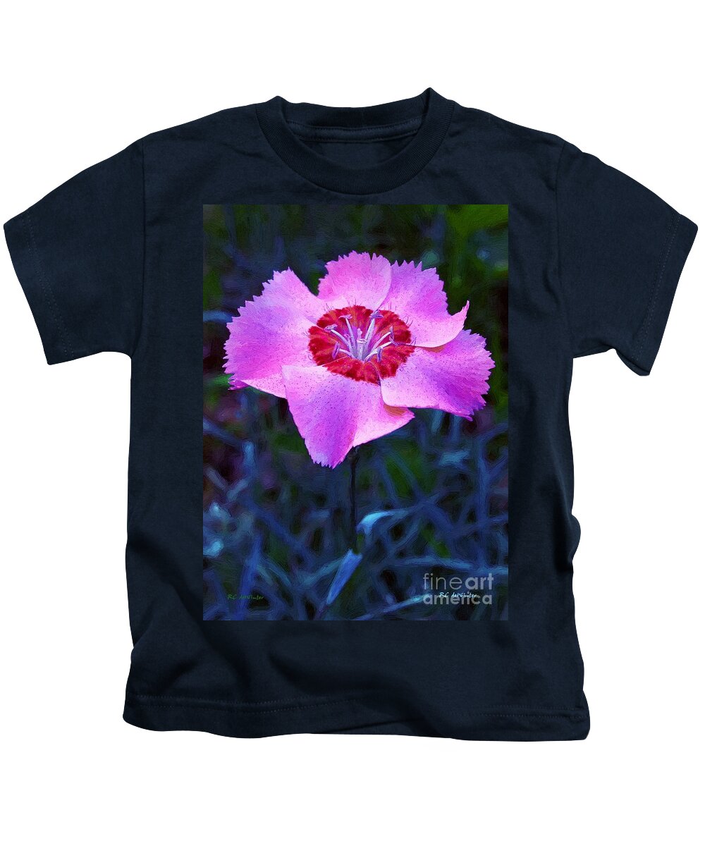 Dianthus Kids T-Shirt featuring the painting Pink Out Loud by RC DeWinter