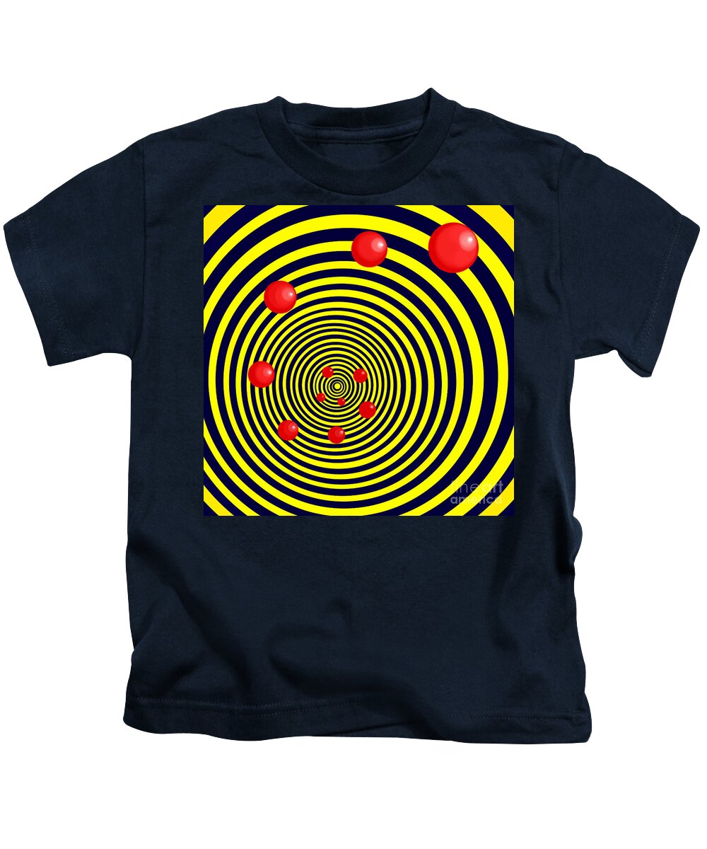 Spiral Kids T-Shirt featuring the digital art Summer Red Balls with Yellow Spiral by Christopher Shellhammer