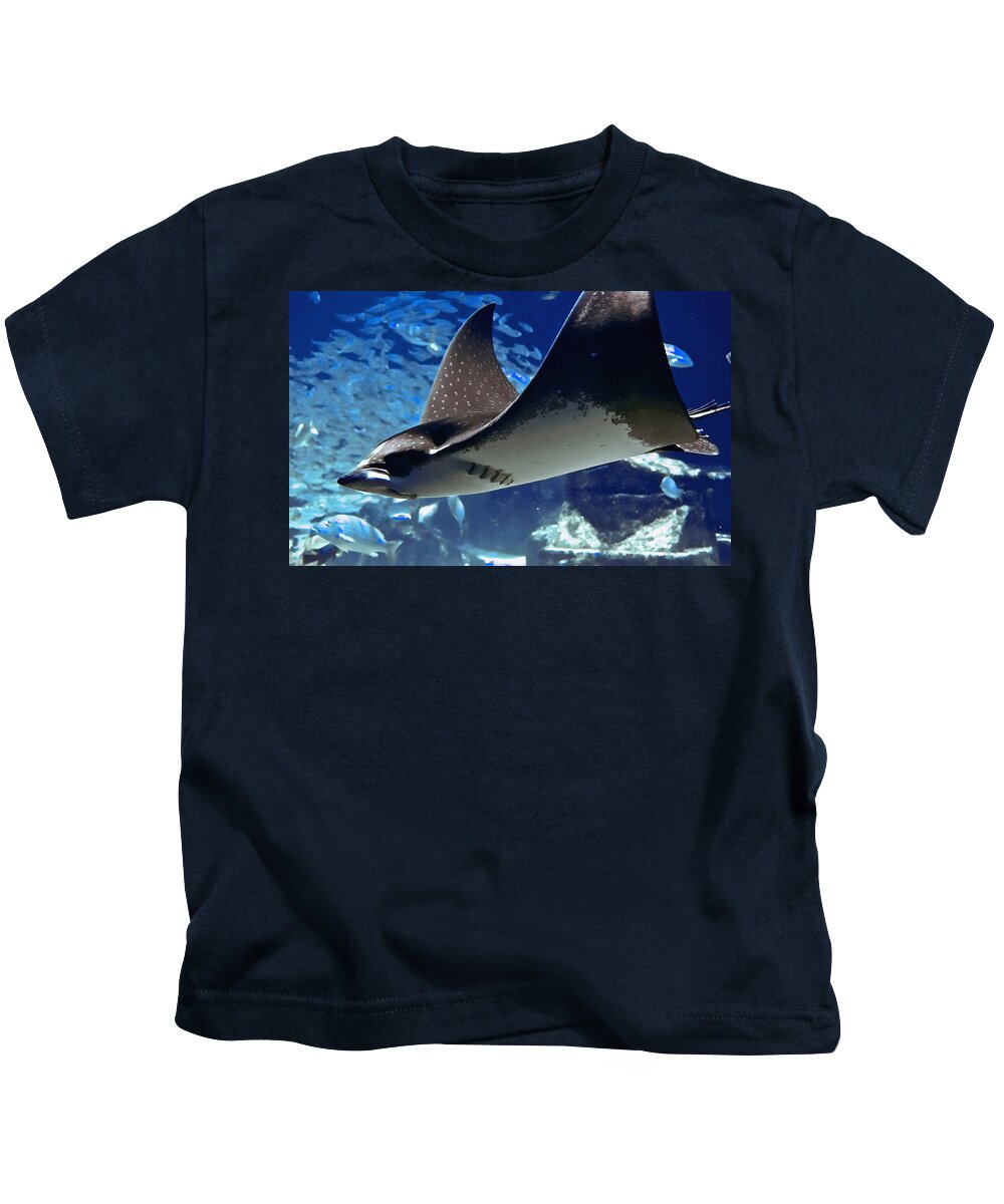 Spotted Eagle Ray Kids T-Shirt featuring the photograph Underwater Flight by DigiArt Diaries by Vicky B Fuller