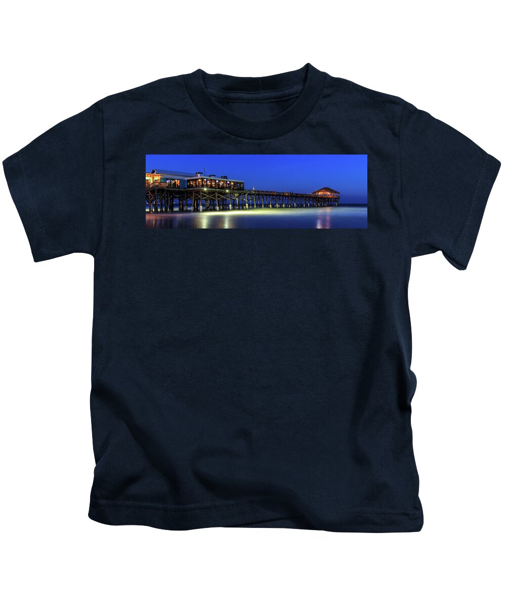 Cocoa Beach Kids T-Shirt featuring the photograph Cocoa Beach Pier at Twilight #1 by Stefan Mazzola