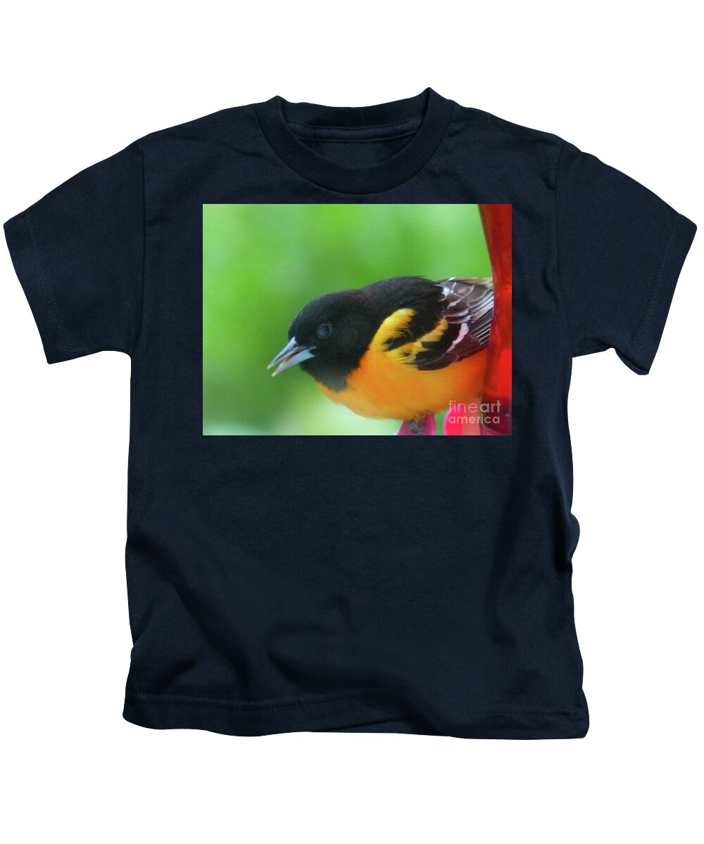 Through The Window Kids T-Shirt featuring the photograph Good Morning Mr. Oriole #1 by Rosanne Licciardi