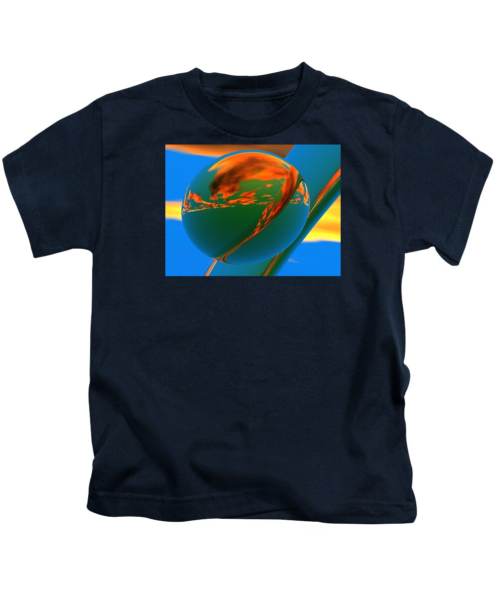 Digital Abstract 3d Photo Realistic Composition In Blues Kids T-Shirt featuring the digital art 14 by Scott Piers