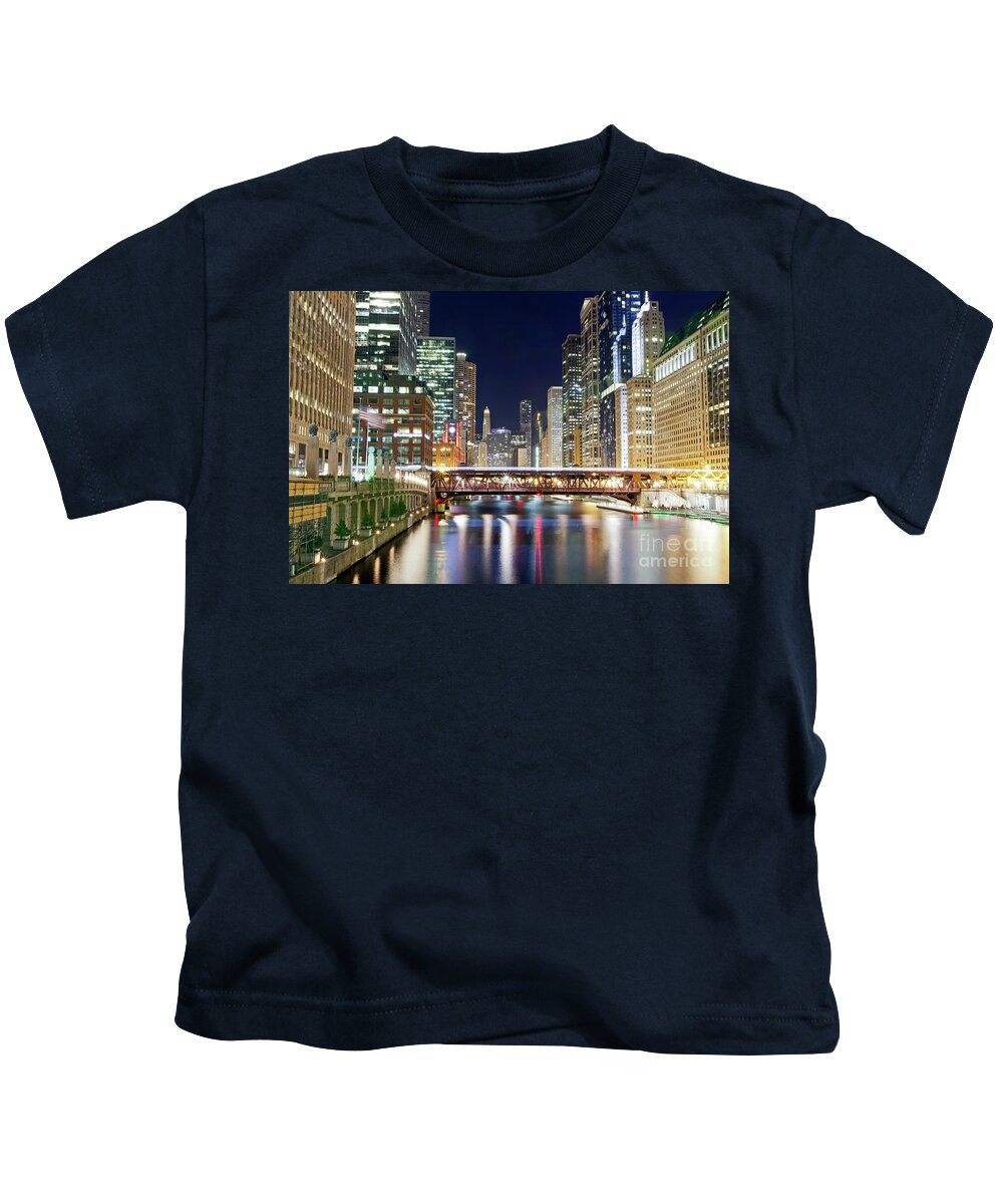 Chicago Kids T-Shirt featuring the photograph 1433 Chicago River by Steve Sturgill