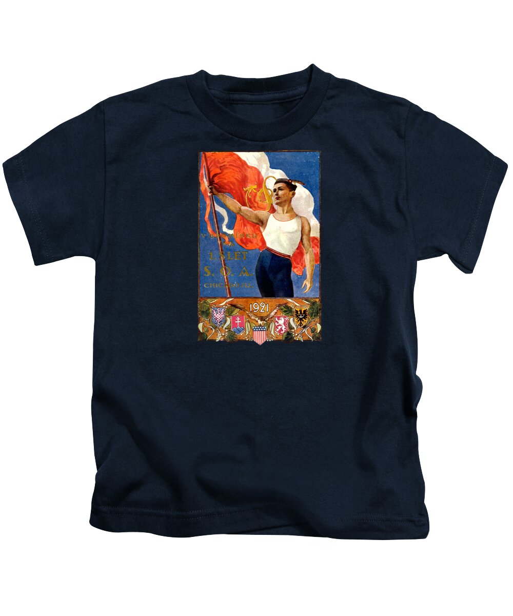 Czech Kids T-Shirt featuring the painting 1921 Czech Sokol of Chicago by Historic Image
