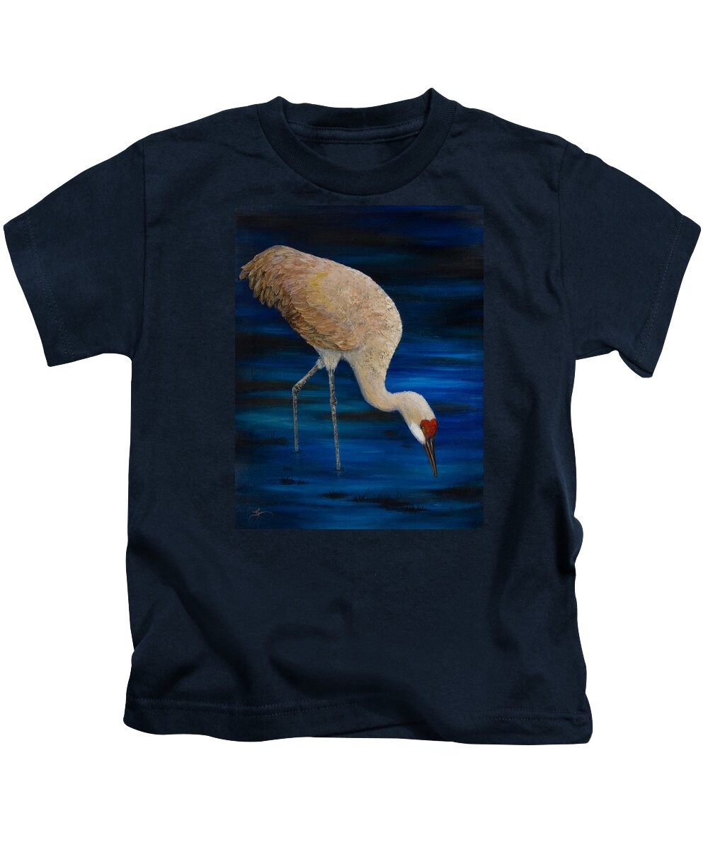 Sandhill Kids T-Shirt featuring the painting Sandhill Crane #8 by Dee Carpenter