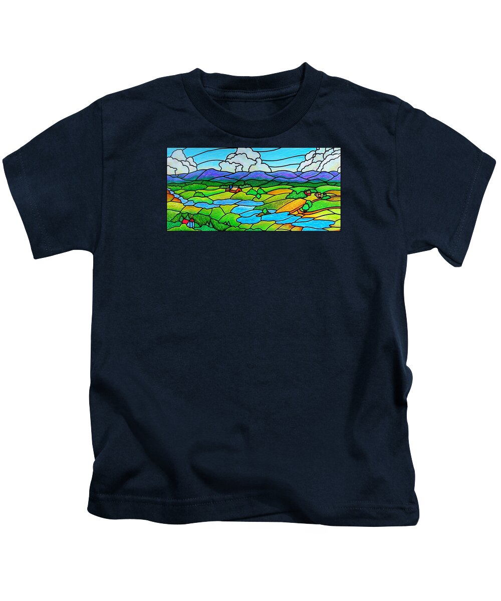 River Kids T-Shirt featuring the painting A River Runs Through It by Jim Harris