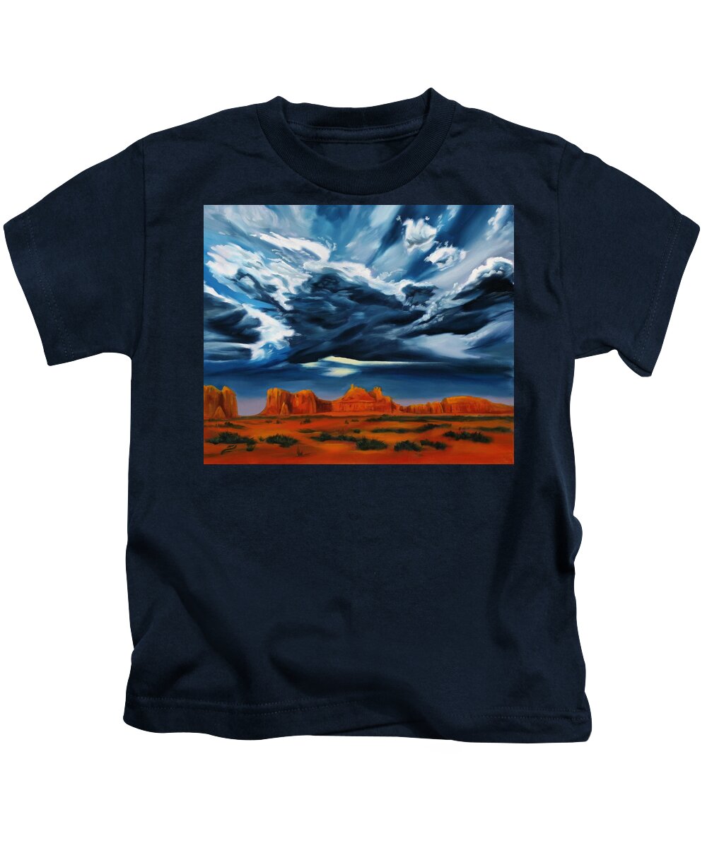 Stormy Evening Kids T-Shirt featuring the painting A Stormy Evening by Sandi Snead