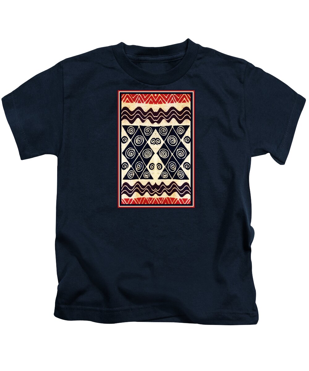 African Tribal Textile Design Kids T-Shirt featuring the digital art African Tribal Textile Design by Vagabond Folk Art - Virginia Vivier