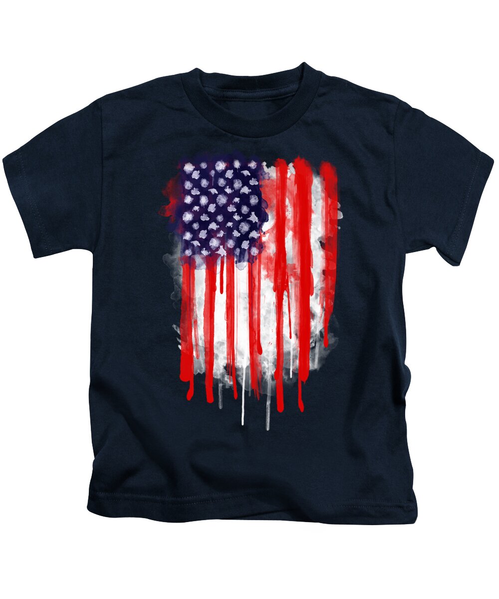 #faatoppicks Kids T-Shirt featuring the painting American Spatter Flag by Nicklas Gustafsson