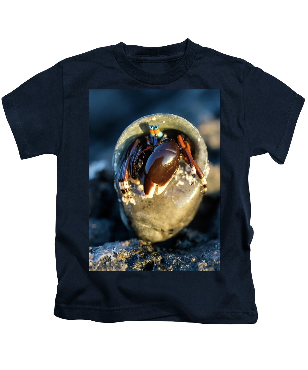 Macro Kids T-Shirt featuring the photograph Angry Hermit Crab by Christopher Johnson