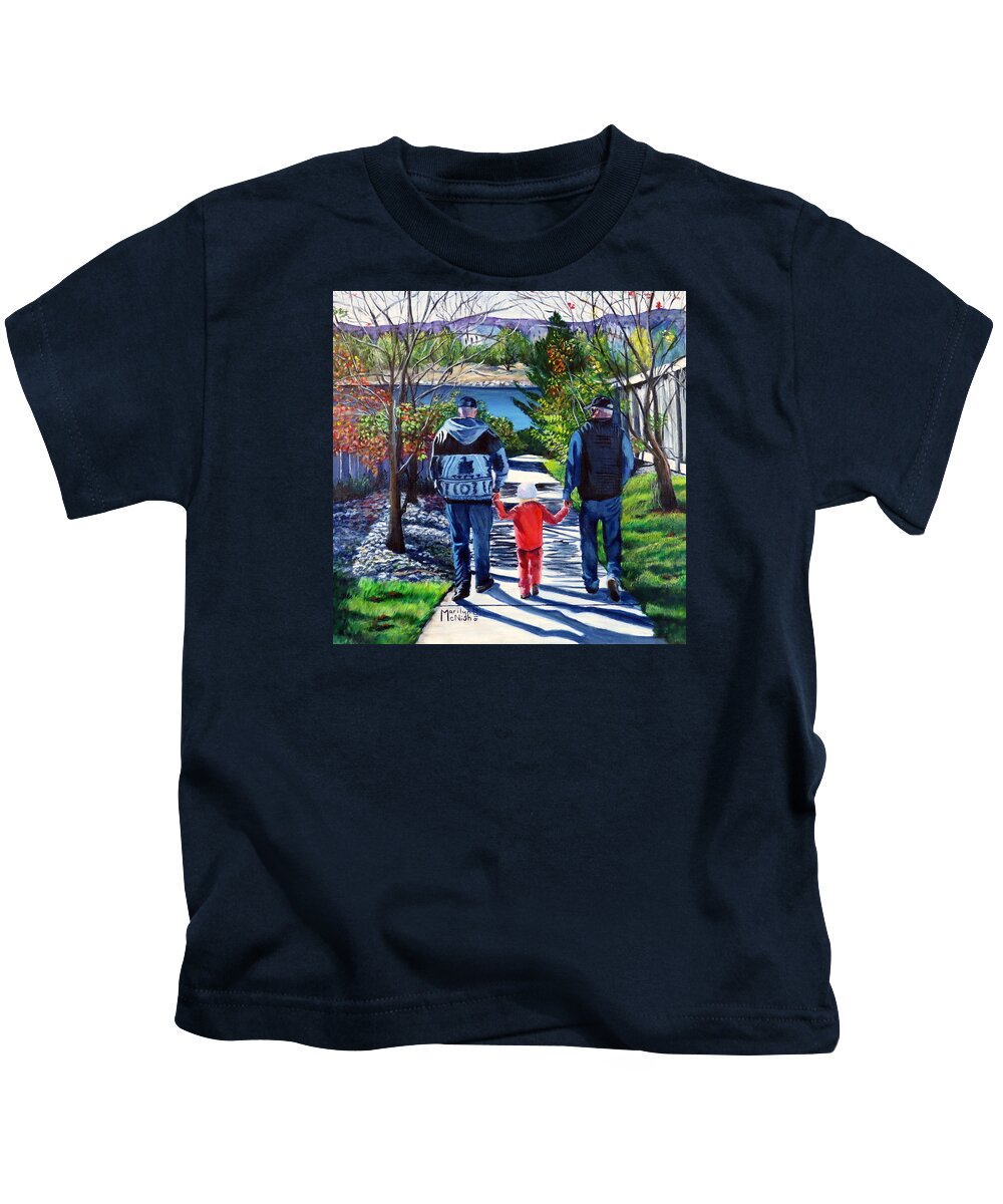 Shadows Kids T-Shirt featuring the painting Anna's Grandpa's 2 by Marilyn McNish