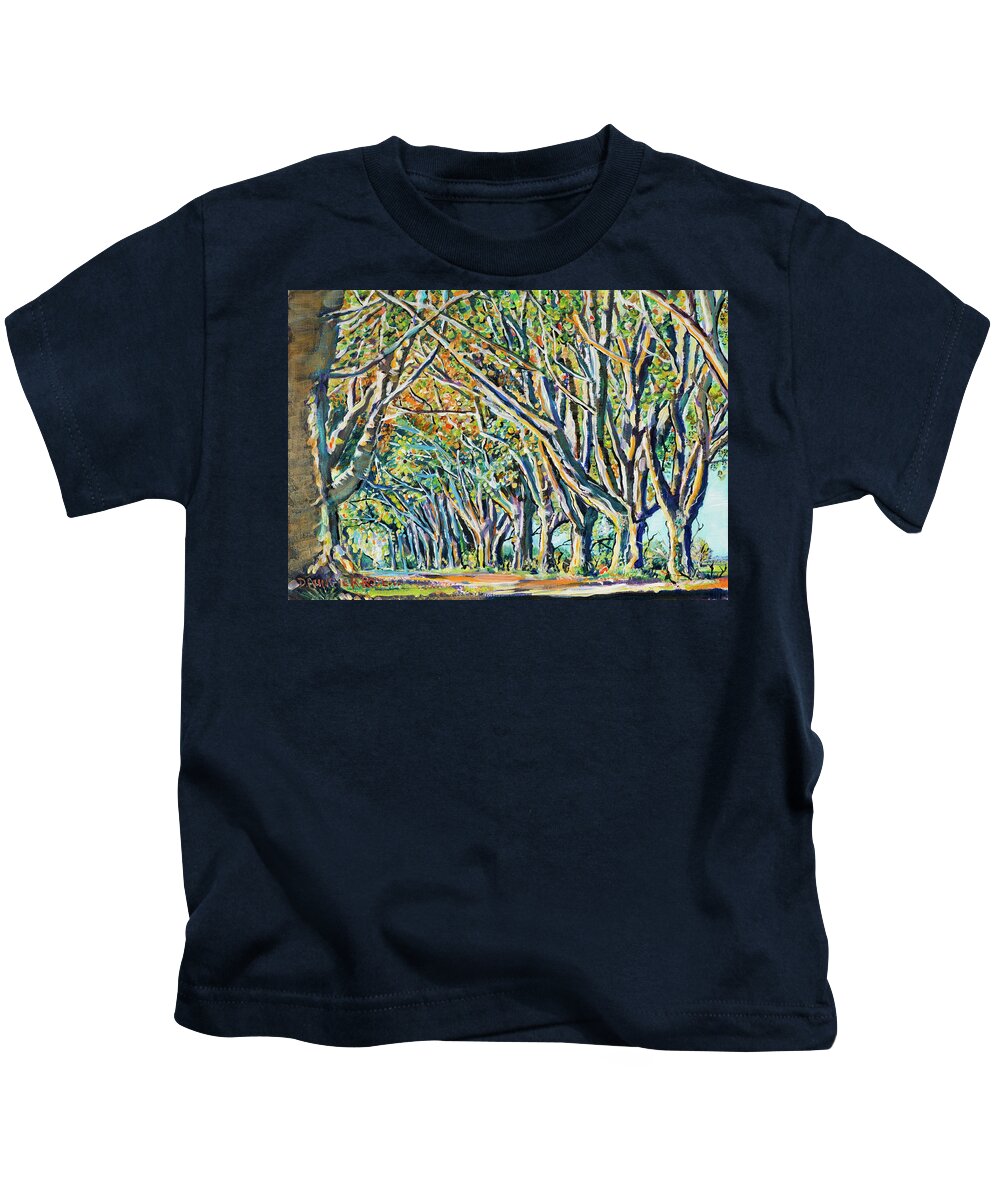#art Kids T-Shirt featuring the painting Autumn Avenue by Seeables Visual Arts