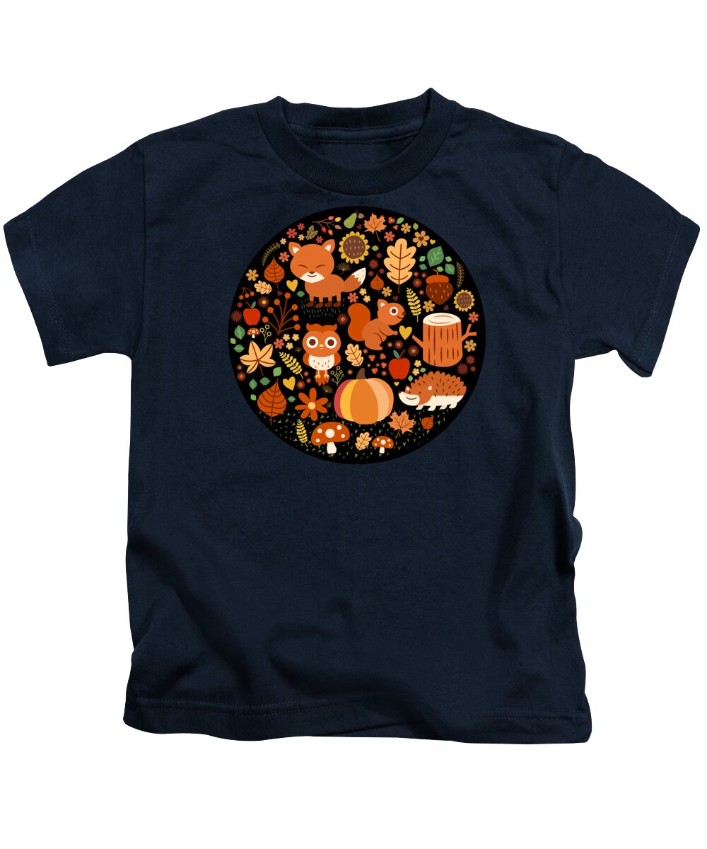 Forest Kids T-Shirt featuring the painting Autumn Party For Forest Friends by Little Bunny Sunshine