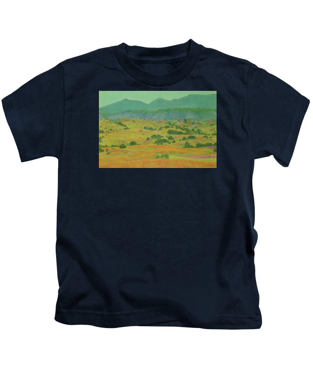 North Dakota Kids T-Shirt featuring the pastel Badlands Grandeur by Cris Fulton