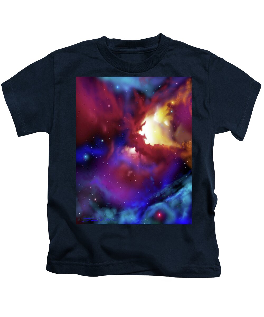 Sunrise Kids T-Shirt featuring the painting Bat Nebula by James Hill