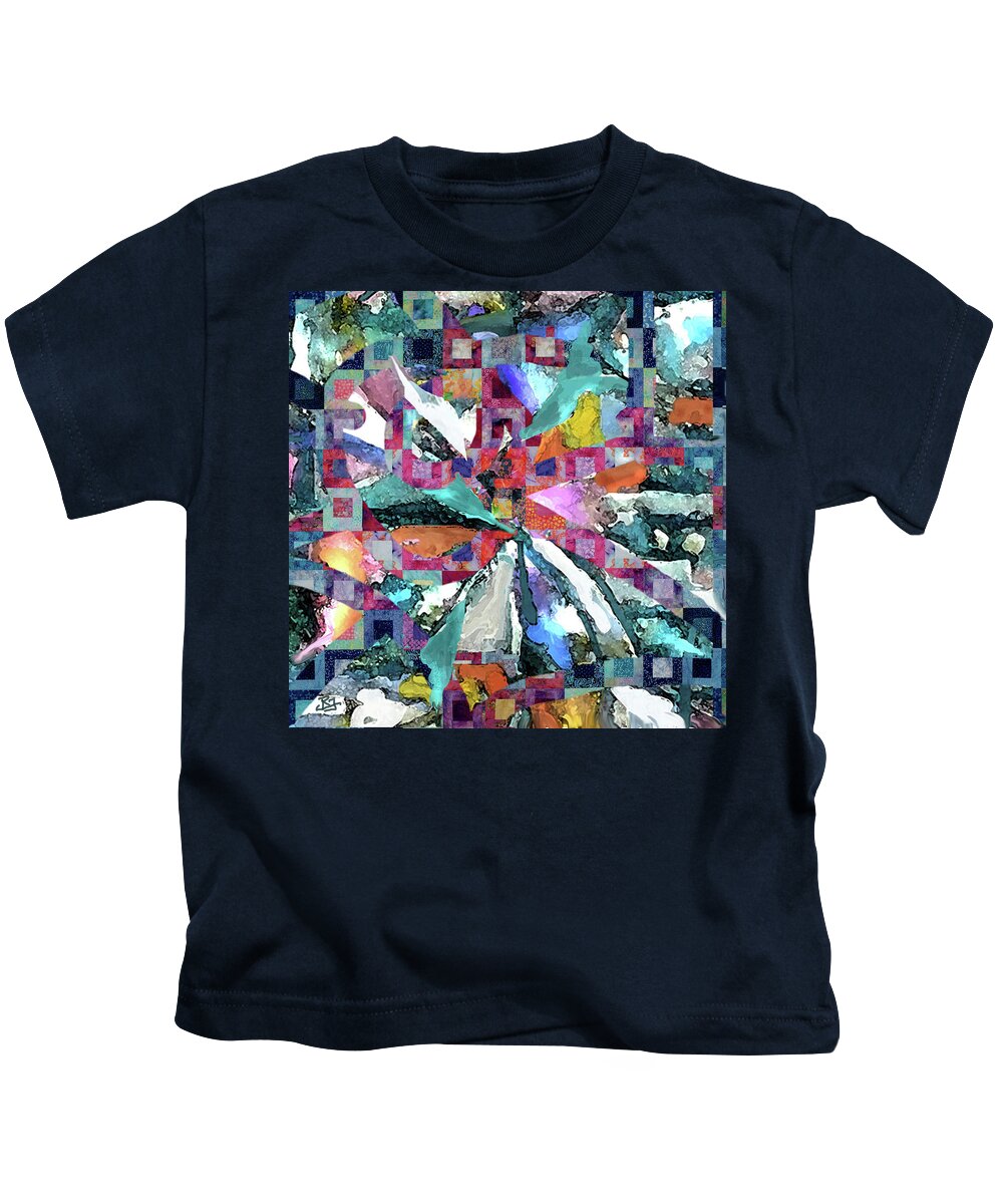 Abstract Batik Kids T-Shirt featuring the digital art Batik Overlay by Jean Batzell Fitzgerald