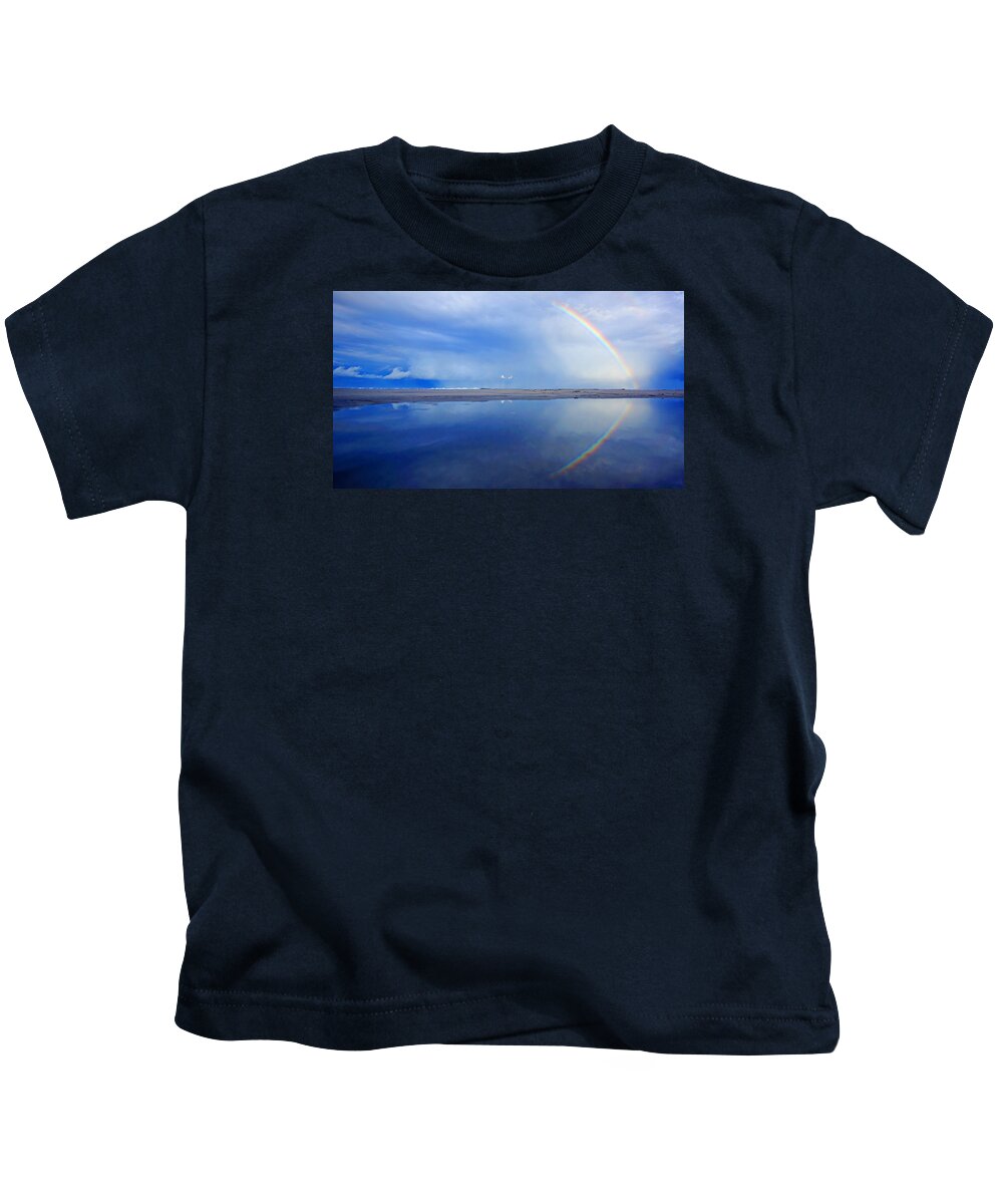 Rainbow Kids T-Shirt featuring the photograph Beach Rainbow Reflection by Lawrence S Richardson Jr