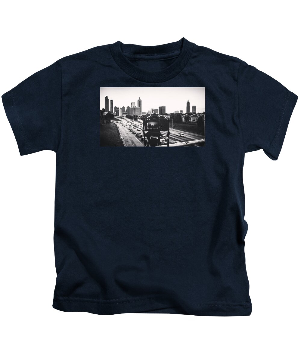 City Kids T-Shirt featuring the photograph Behind the lens by Mike Dunn