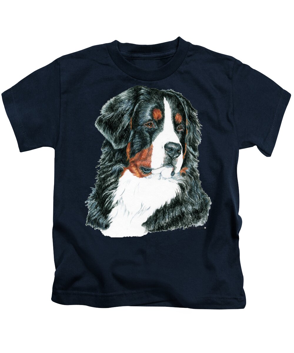Bernese Mountain Dog Kids T-Shirt featuring the drawing Bernese Mountain Dog by Kathleen Sepulveda