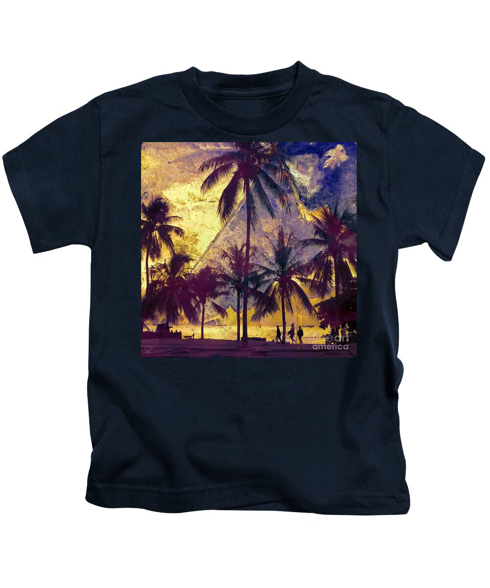 Palm Trees Kids T-Shirt featuring the photograph Beside the Sea by LemonArt Photography