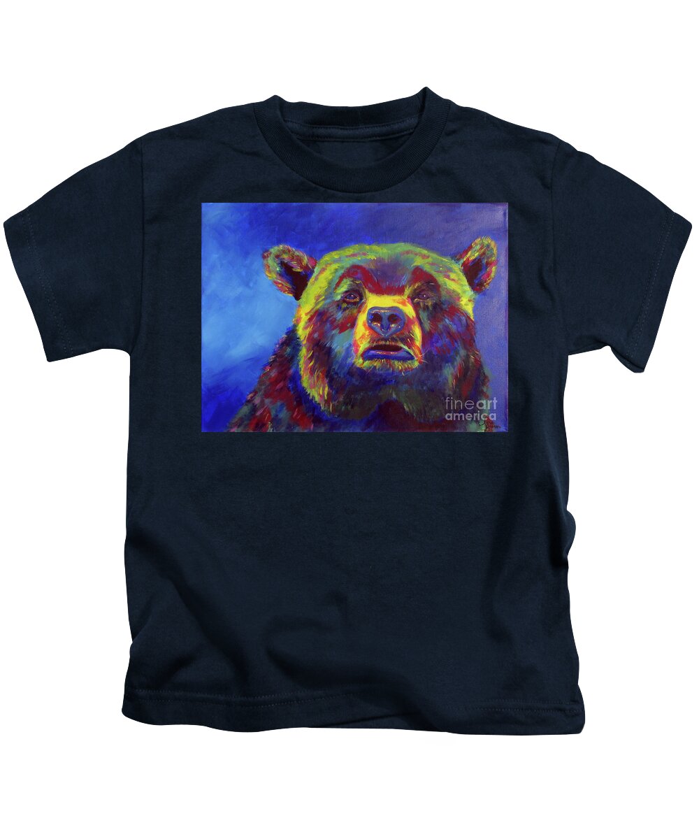 Bear Kids T-Shirt featuring the painting Big Bear by Sara Becker