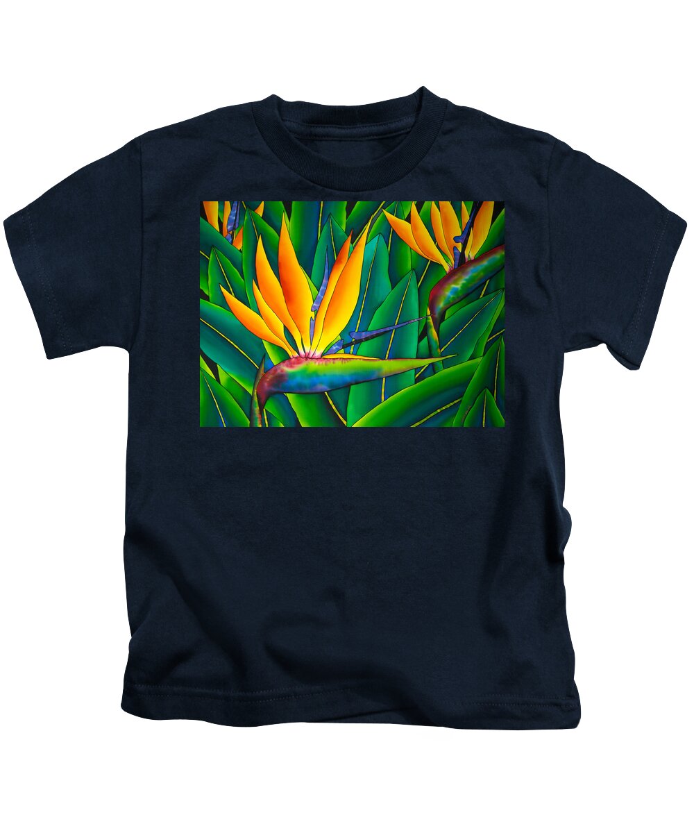 Orange Bird Of Paradise Kids T-Shirt featuring the painting Bird of Paradise by Daniel Jean-Baptiste