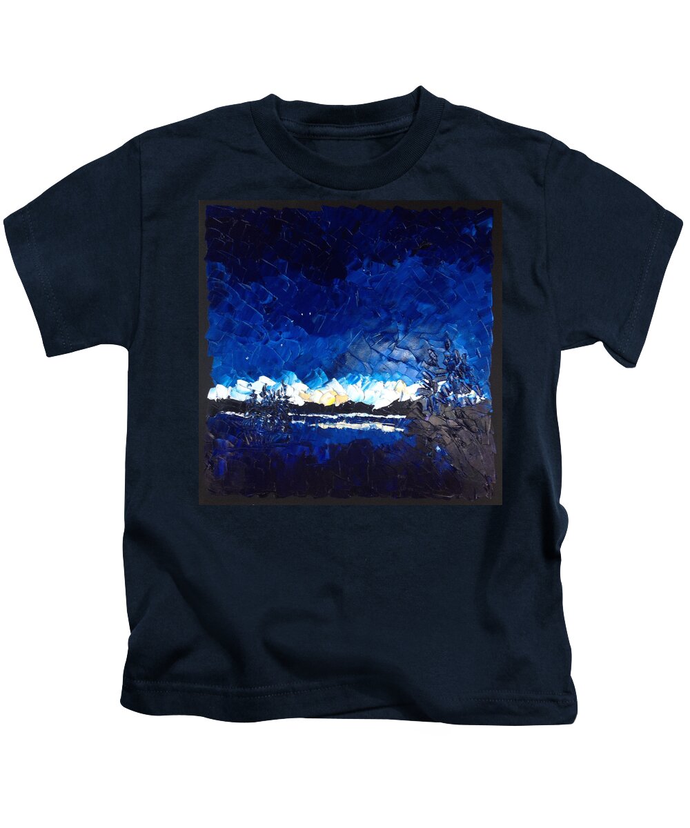 Blue Kids T-Shirt featuring the painting Blue Monday by Carrie Jacobson