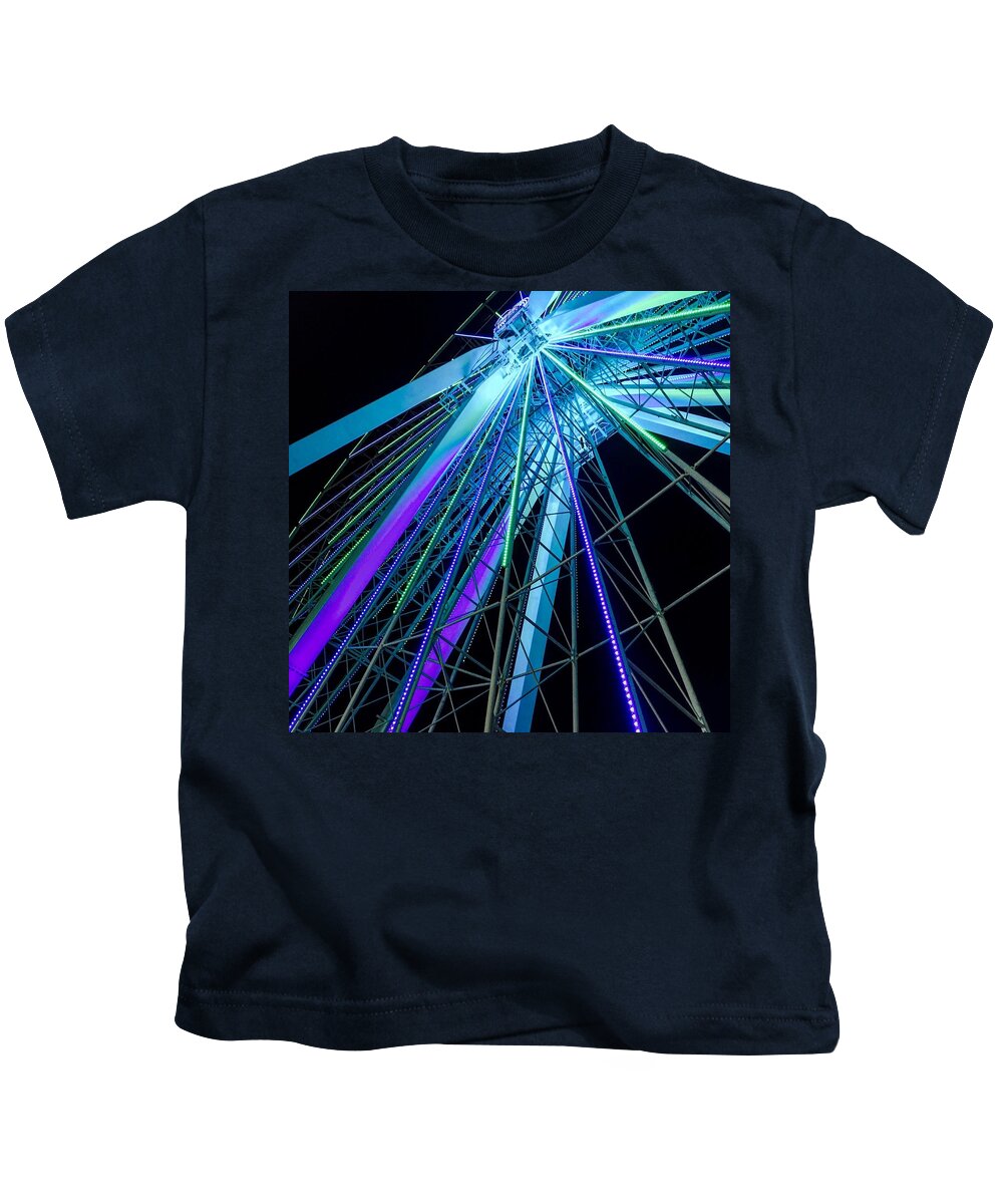 Ferris Wheel Kids T-Shirt featuring the photograph Branson Nightlife Up Close by Michael Oceanofwisdom Bidwell