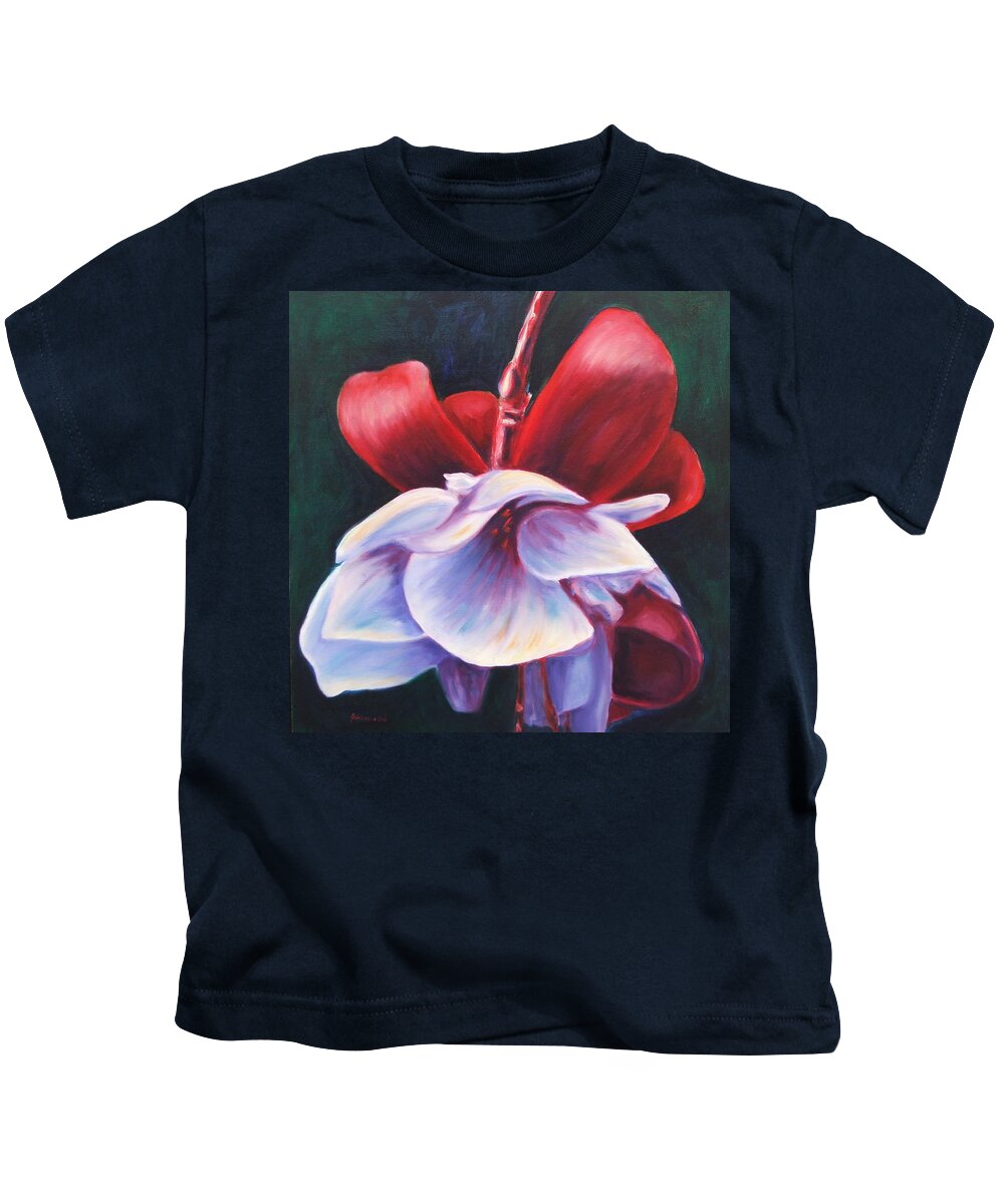 Fuchsia Kids T-Shirt featuring the painting Casey's Way by Shannon Grissom