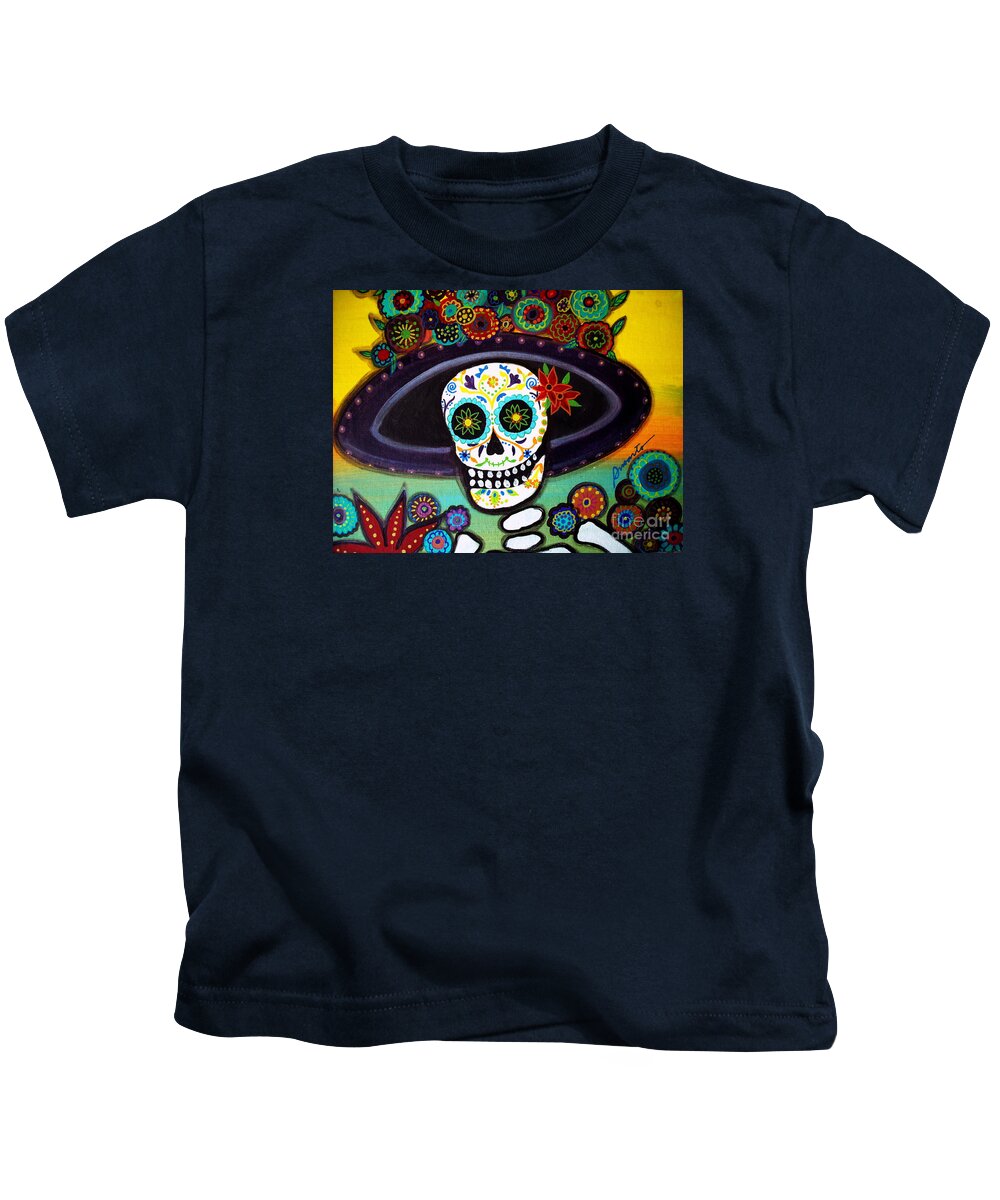 Day Of The Dead Kids T-Shirt featuring the painting Catrina by Pristine Cartera Turkus