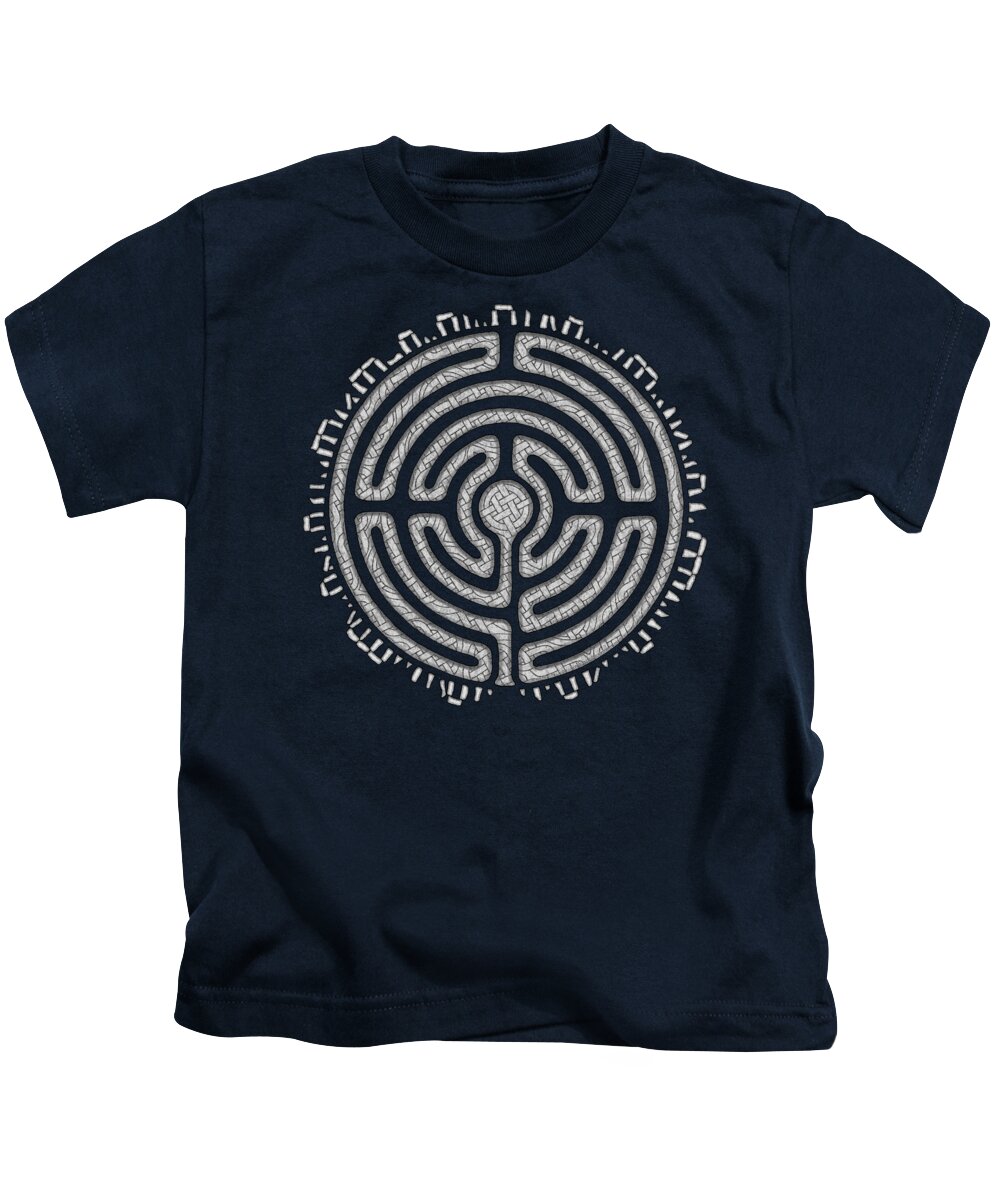 Celtic Art Kids T-Shirt featuring the mixed media Celtic Labyrinth Mandala by Kristen Fox