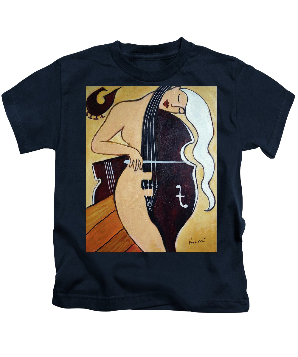 Cello Kids T-Shirt featuring the painting Chocolate Covered Cherry by Valerie Vescovi
