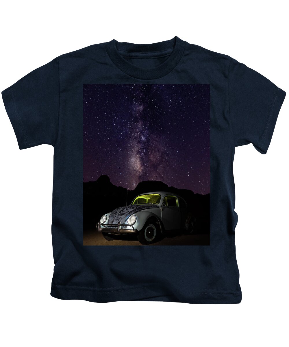 Classic Car Kids T-Shirt featuring the photograph Classic VW Bug Under the Milky Way by James Sage