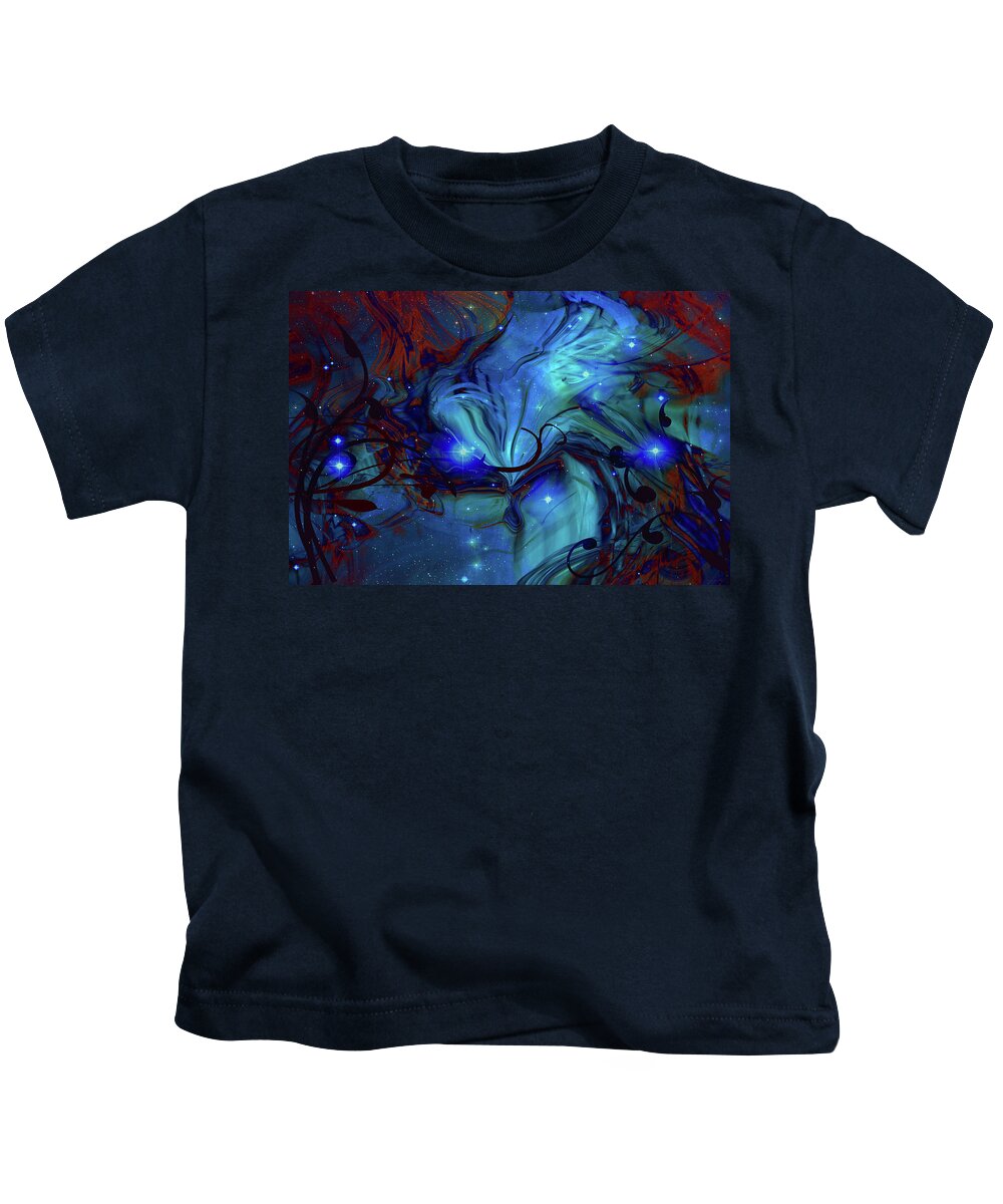 Cosmic Blue Kids T-Shirt featuring the digital art Cosmic Blue by Linda Sannuti