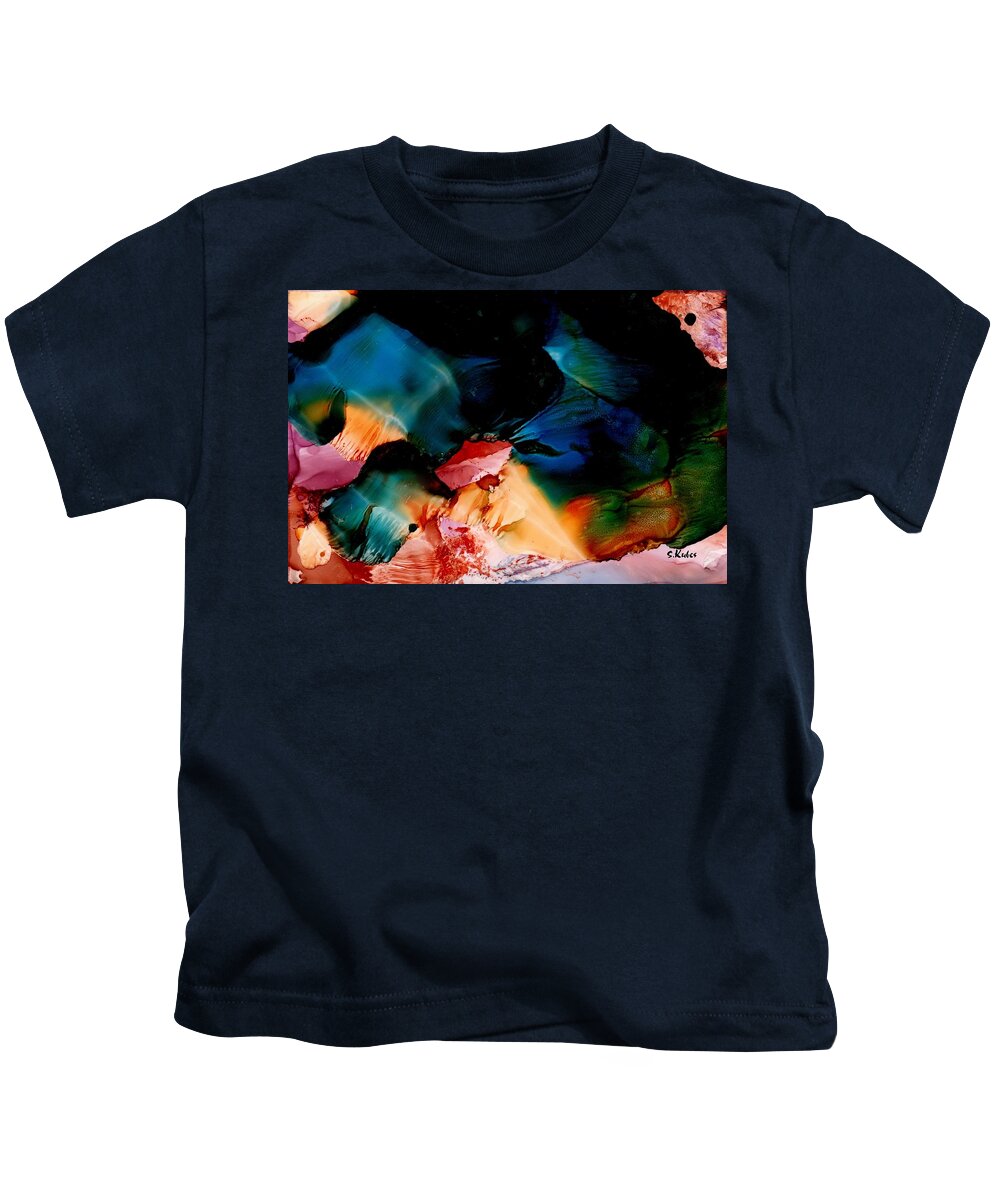 Abstract Kids T-Shirt featuring the painting Crystal Cavern 2 by Susan Kubes