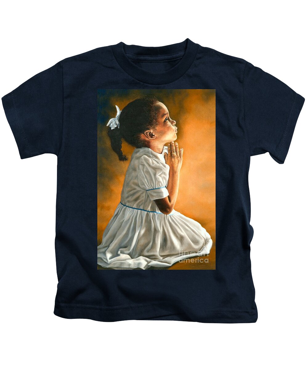 Portrait Kids T-Shirt featuring the painting Dear Father 2 by Nicole Minnis