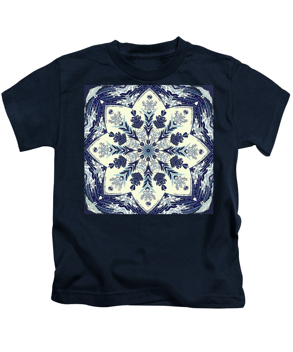 Mandala Kids T-Shirt featuring the digital art Deconstructed Sea Mandala by Deborah Smith